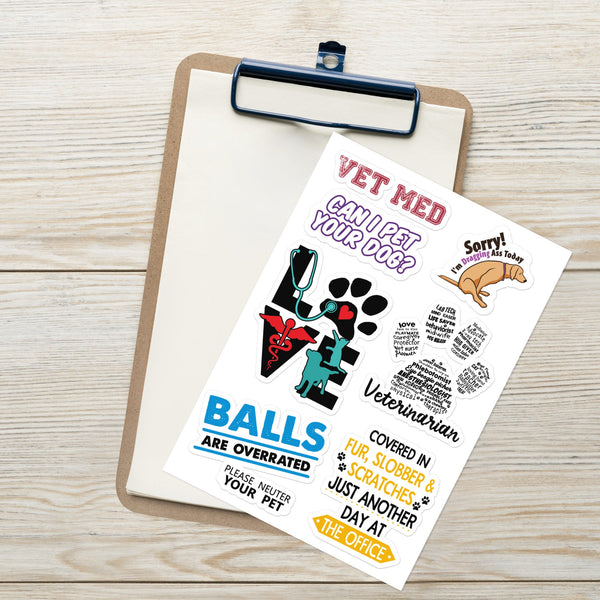 Veterinarian Sticker sheet-Kiss-Cut Sticker Sheet-I love Veterinary