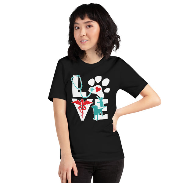 Veterinary Dog and Cat Unisex T-shirt Bella + Canvas 3001-Unisex T-Shirt | Bella + Canvas 3001-I love Veterinary