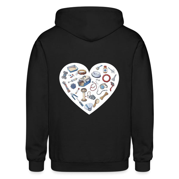 Veterinary Heart Zip Hoodie-Heavy Blend Adult Zip Hoodie | Gildan G18600-I love Veterinary