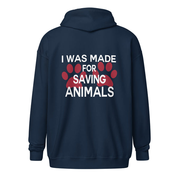 Veterinary - I was made for saving animals Unisex heavy blend zip hoodie-Unisex Heavy Blend Zip Hoodie | Gildan 18600-I love Veterinary