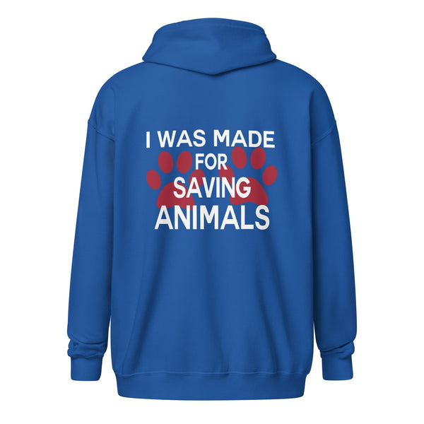 Veterinary - I was made for saving animals Unisex heavy blend zip hoodie-Unisex Heavy Blend Zip Hoodie | Gildan 18600-I love Veterinary
