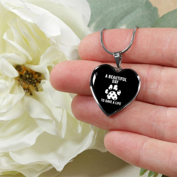 Veterinary Jewelry Gift Luxury Heart Necklace - A beautiful day to save a life-Necklace-I love Veterinary