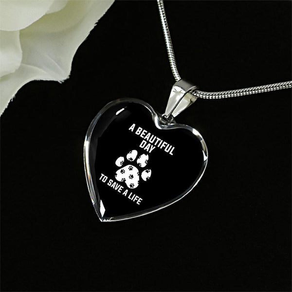 Veterinary Jewelry Gift Luxury Heart Necklace - A beautiful day to save a life-Necklace-I love Veterinary