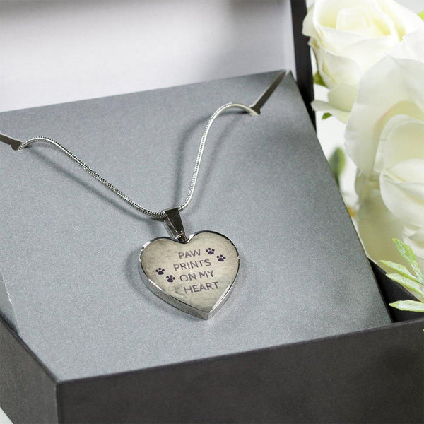 Veterinary Jewelry Gift Luxury Heart Necklace - Paw prints on my heart-Necklace-I love Veterinary