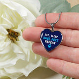 Veterinary Jewelry Gift Luxury Heart Necklace - Sleep, eat, save pets repeat-Necklace-I love Veterinary