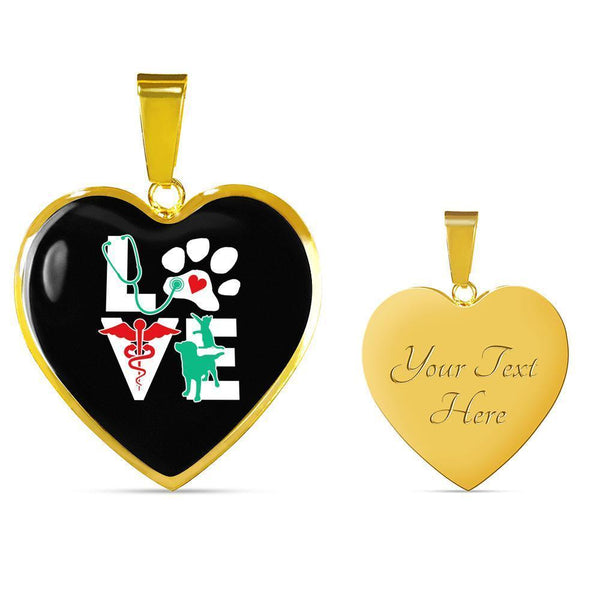 Veterinary Love, Dog, Cat- Golden Heart Necklace-Necklace-I love Veterinary