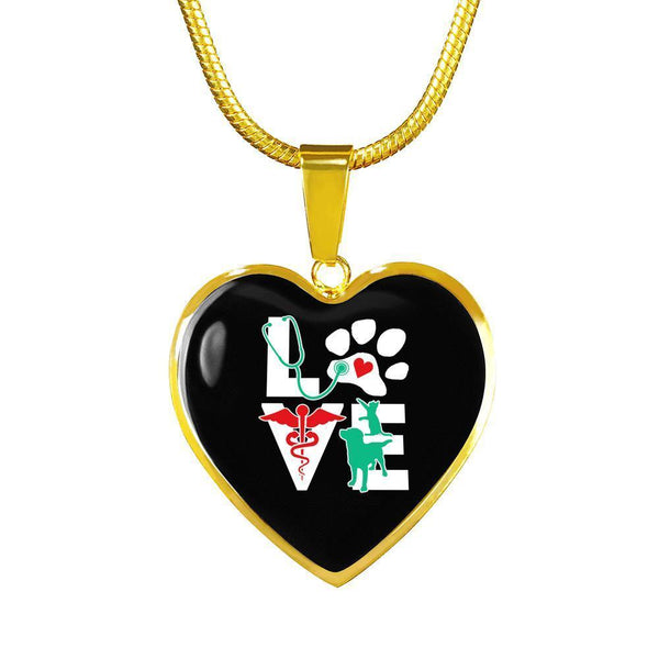 Veterinary Love, Dog, Cat- Golden Heart Necklace-Necklace-I love Veterinary