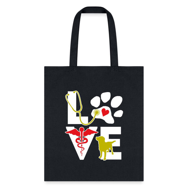 Veterinary - Love dog Cotton Tote Bag-Tote Bag | Q-Tees Q800-I love Veterinary