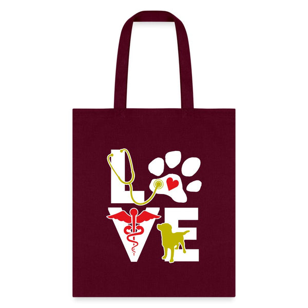 Veterinary - Love dog Cotton Tote Bag-Tote Bag | Q-Tees Q800-I love Veterinary