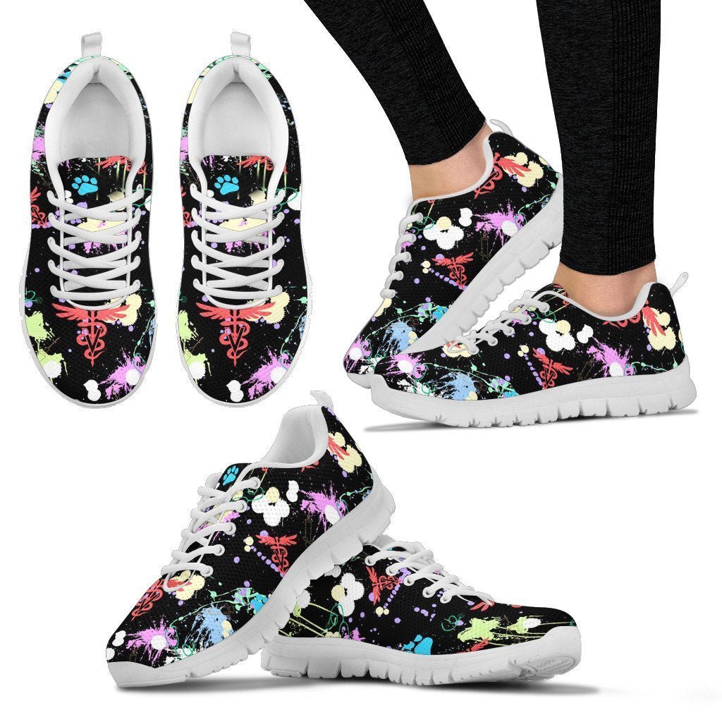 Veterinary Pattern Black Women's Sneakers-Sneakers-I love Veterinary