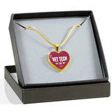 Veterinary Technician Jewelry Gift Luxury Heart Necklace - Vet Tech Live, Love, Heal-Necklace-I love Veterinary