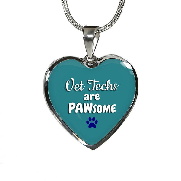 Veterinary Technician Jewelry Gift Luxury Heart Necklace - Vet Techs are PAWsome-Necklace-I love Veterinary