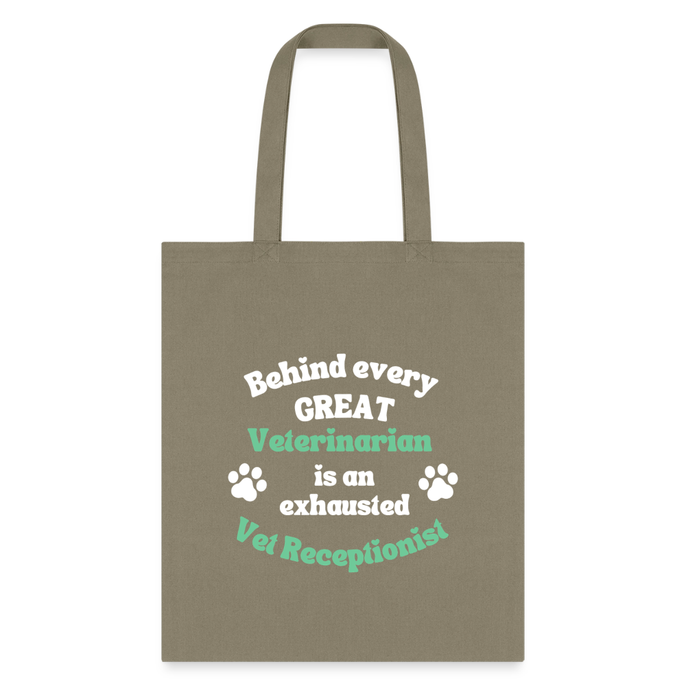 Behind every great veterinarian is an exhausted vet receptionist Tote Bag-Tote Bag | Q-Tees Q800-I love Veterinary