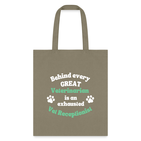 Behind every great veterinarian is an exhausted vet receptionist Tote Bag-Tote Bag | Q-Tees Q800-I love Veterinary