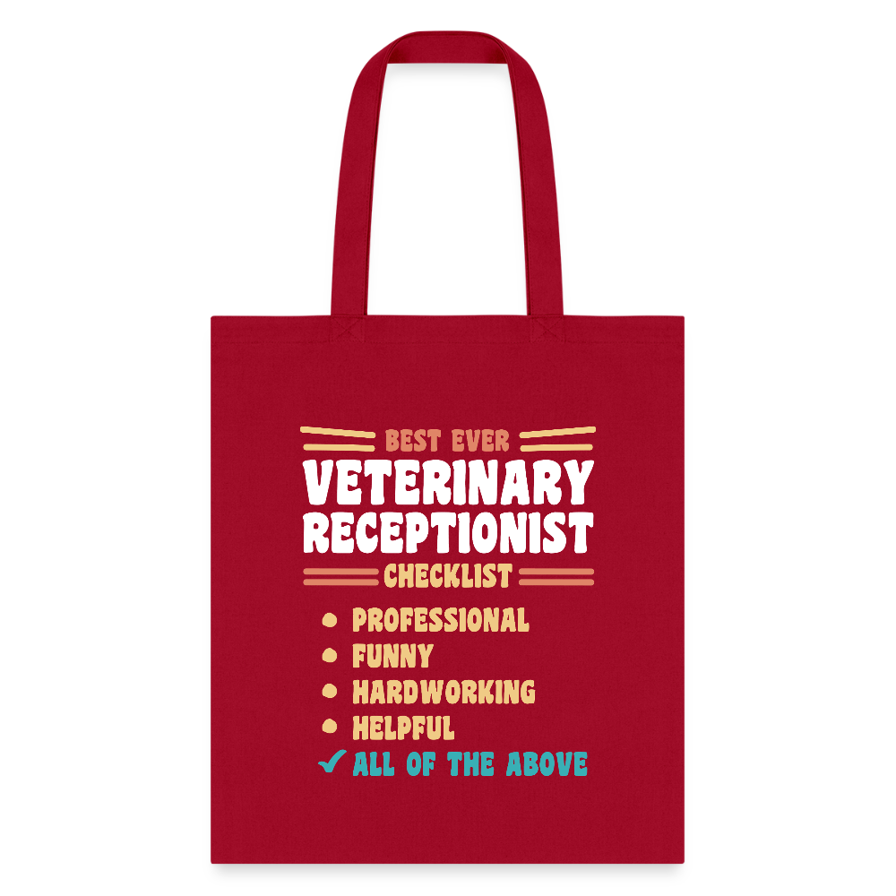 Veterinary Receptionist Best Ever Cotton Tote Bag-Tote Bag | Q-Tees Q800-I love Veterinary
