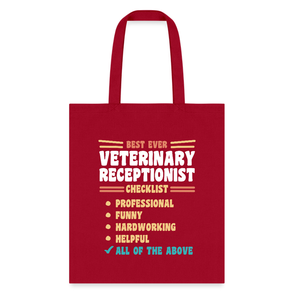 Veterinary Receptionist Best Ever Cotton Tote Bag-Tote Bag | Q-Tees Q800-I love Veterinary
