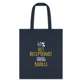 49% vet receptionist 51% Badass Cotton Tote Bag-Tote Bag | Q-Tees Q800-I love Veterinary