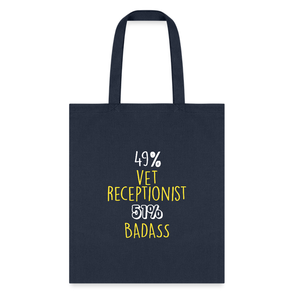 49% vet receptionist 51% Badass Cotton Tote Bag-Tote Bag | Q-Tees Q800-I love Veterinary