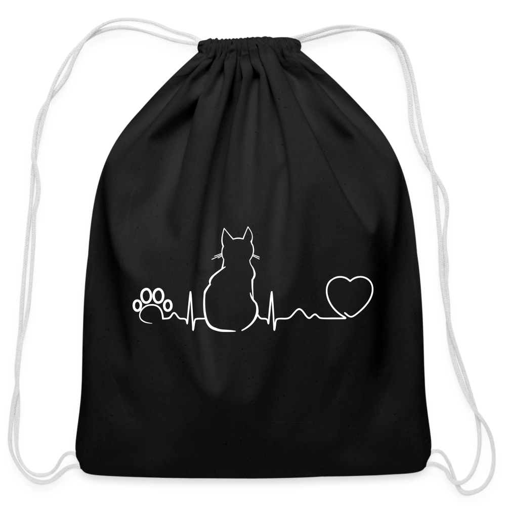 Cat Pulse Drawstring Bag-Cotton Drawstring Bag | Q-Tees Q4500-I love Veterinary