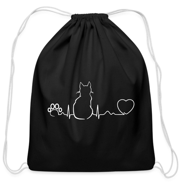 Cat Pulse Drawstring Bag-Cotton Drawstring Bag | Q-Tees Q4500-I love Veterinary