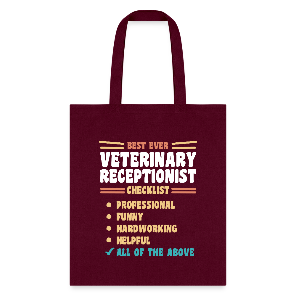 Veterinary Receptionist Best Ever Cotton Tote Bag-Tote Bag | Q-Tees Q800-I love Veterinary