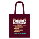 Veterinary Receptionist Best Ever Cotton Tote Bag-Tote Bag | Q-Tees Q800-I love Veterinary