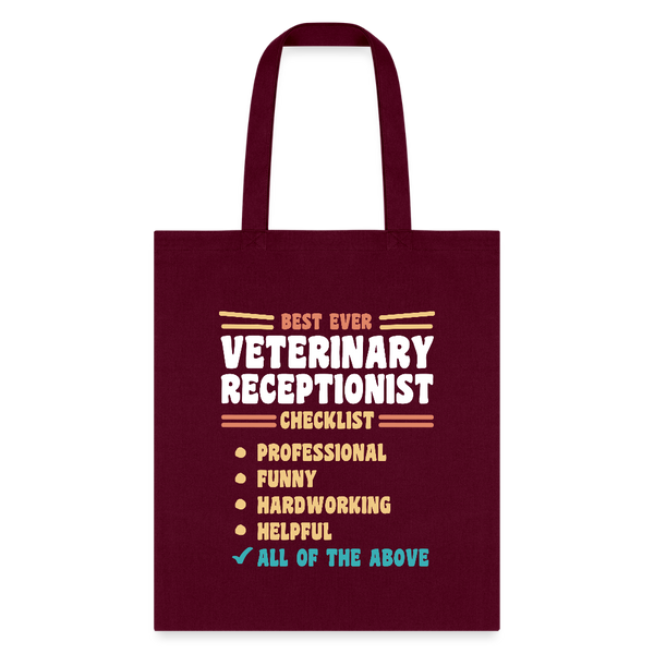 Veterinary Receptionist Best Ever Cotton Tote Bag-Tote Bag | Q-Tees Q800-I love Veterinary