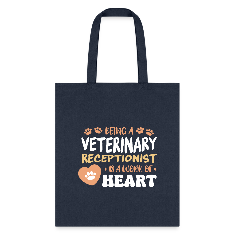 Veterinary receptionist work of heart Cotton Tote Bag-Tote Bag | Q-Tees Q800-I love Veterinary