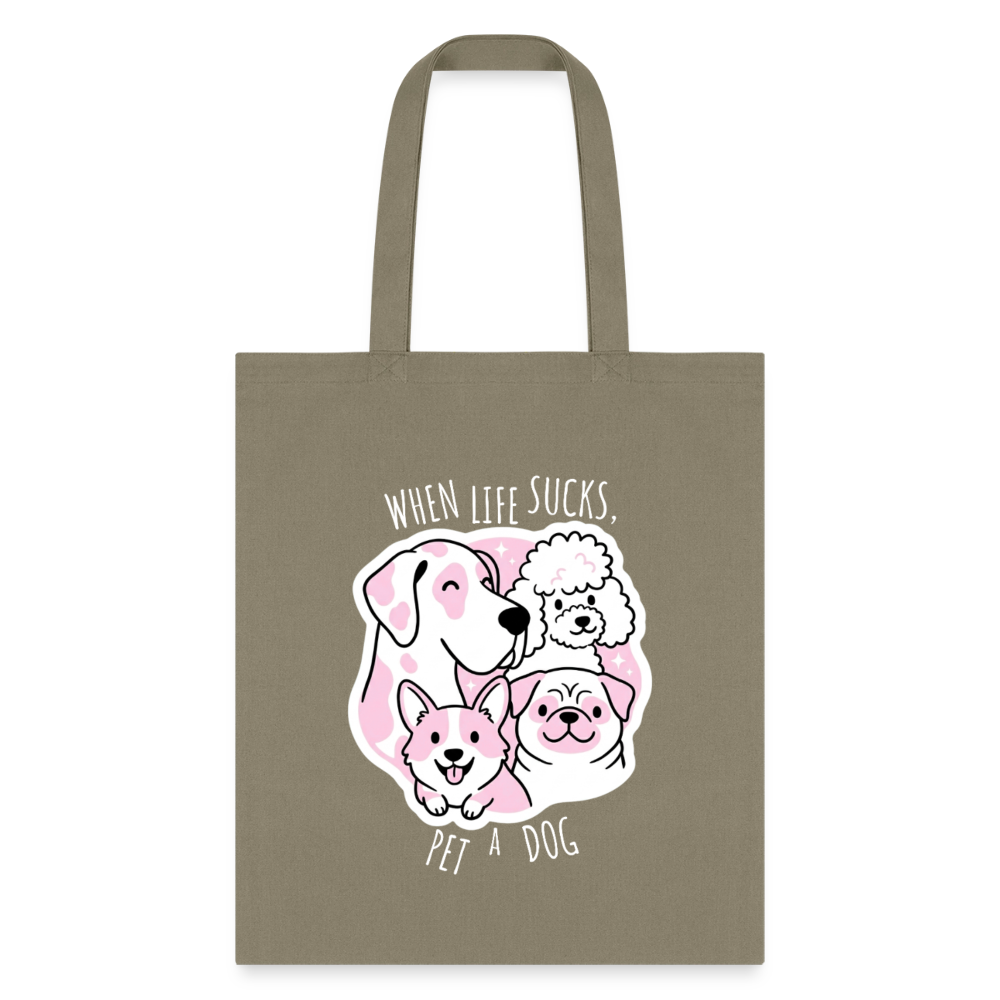 When life sucks pet a dog Cotton Tote Bag-Tote Bag | Q-Tees Q800-I love Veterinary