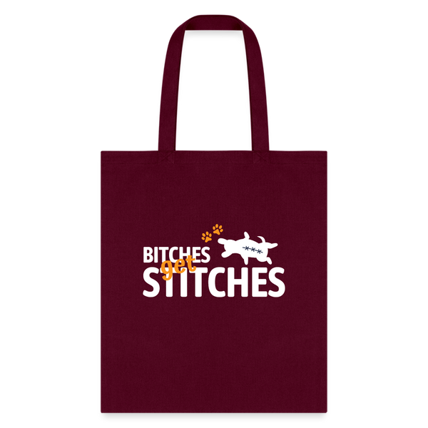 Bitches get stiches Tote Bag-Tote Bag | Q-Tees Q800-I love Veterinary