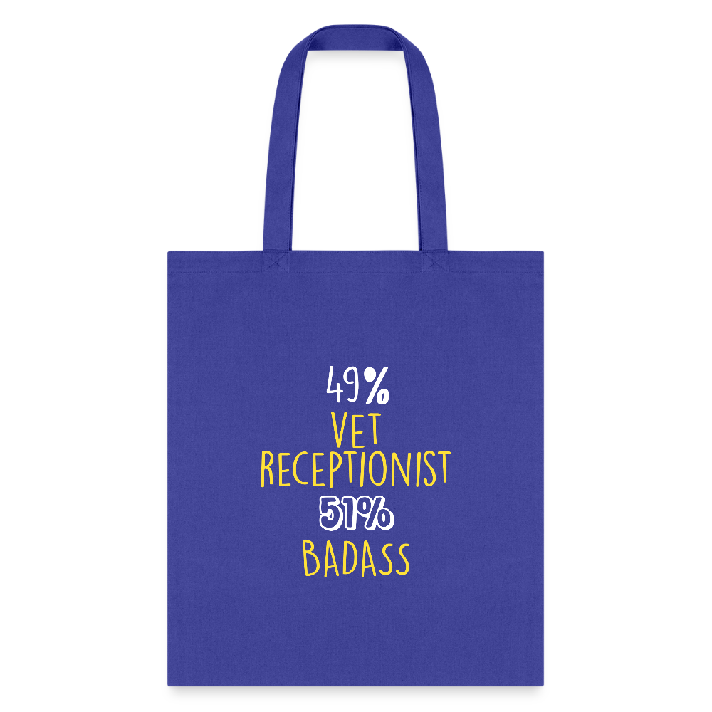 49% vet receptionist 51% Badass Cotton Tote Bag-Tote Bag | Q-Tees Q800-I love Veterinary
