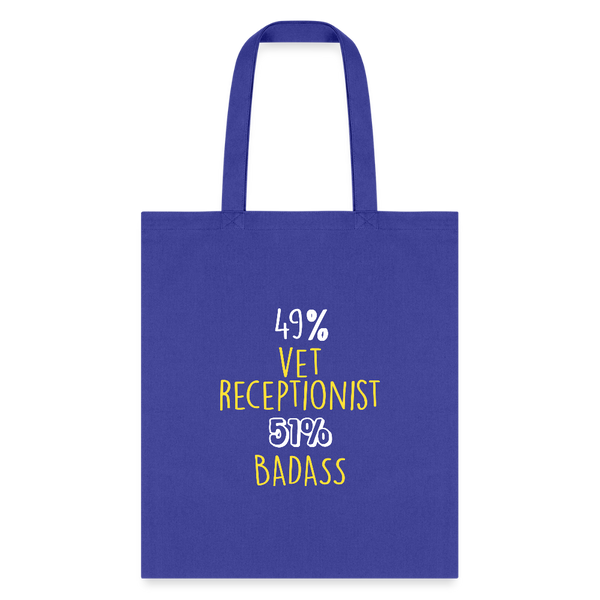 49% vet receptionist 51% Badass Cotton Tote Bag-Tote Bag | Q-Tees Q800-I love Veterinary