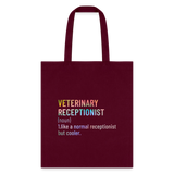 Veterinary receptionist defenition Cotton Tote Bag-Tote Bag | Q-Tees Q800-I love Veterinary