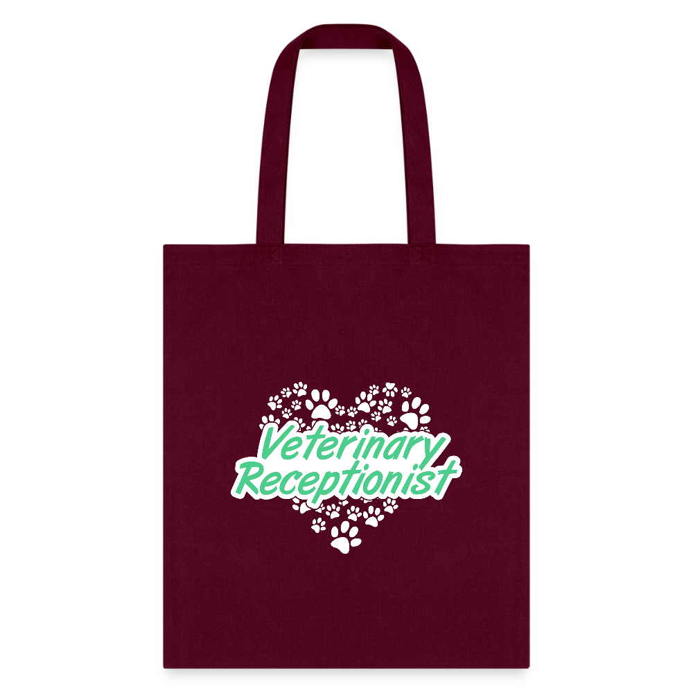 Veterinary Receptionist Heart Paws Tote Bag-Tote Bag | Q-Tees Q800-I love Veterinary
