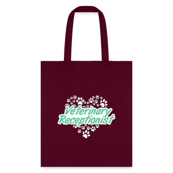 Veterinary Receptionist Heart Paws Tote Bag-Tote Bag | Q-Tees Q800-I love Veterinary