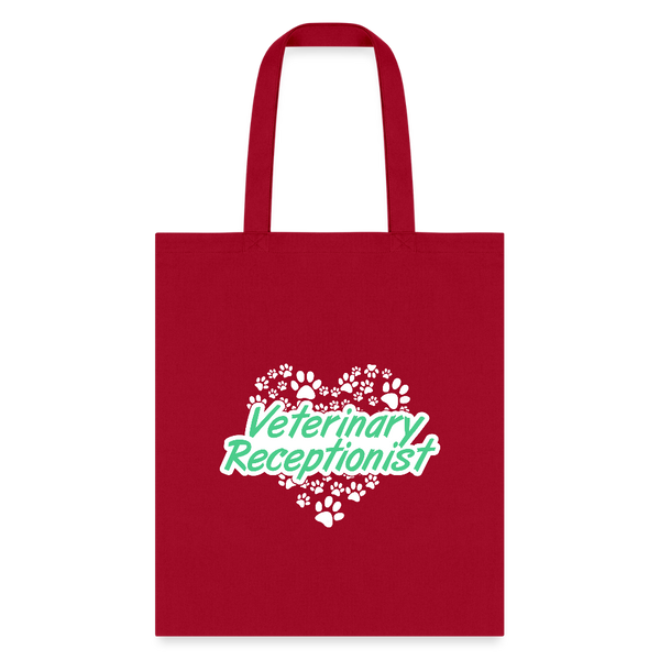 Veterinary Receptionist Heart Paws Tote Bag-Tote Bag | Q-Tees Q800-I love Veterinary
