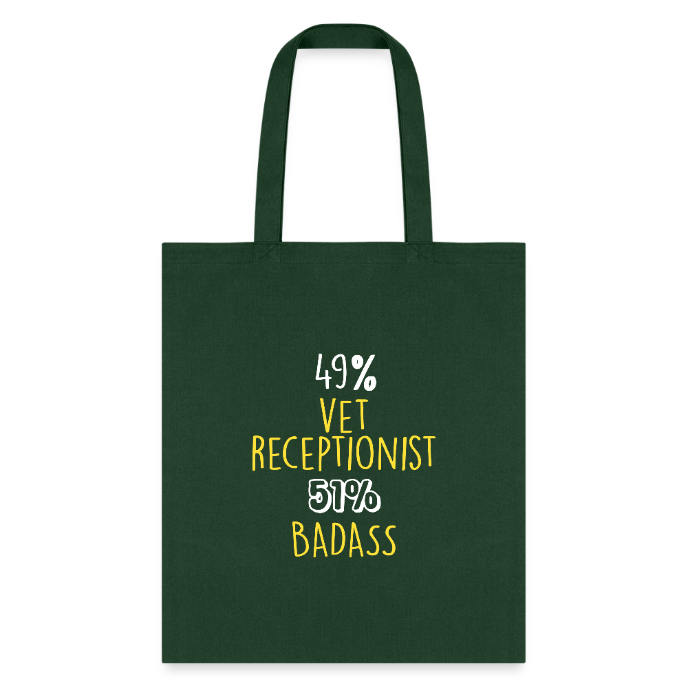 49% vet receptionist 51% Badass Cotton Tote Bag-Tote Bag | Q-Tees Q800-I love Veterinary
