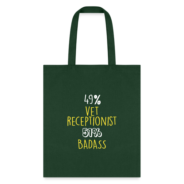 49% vet receptionist 51% Badass Cotton Tote Bag-Tote Bag | Q-Tees Q800-I love Veterinary