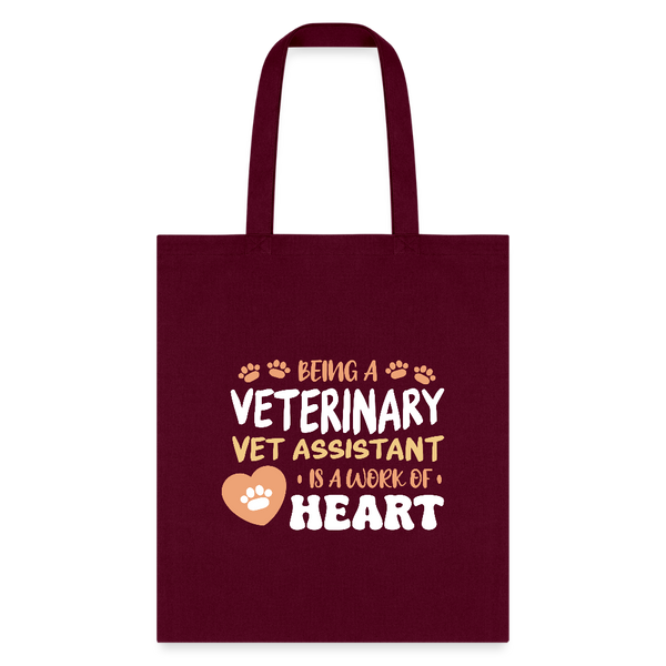 Vet Assistant - Work Of Heart Cotton Tote Bag-Tote Bag | Q-Tees Q800-I love Veterinary