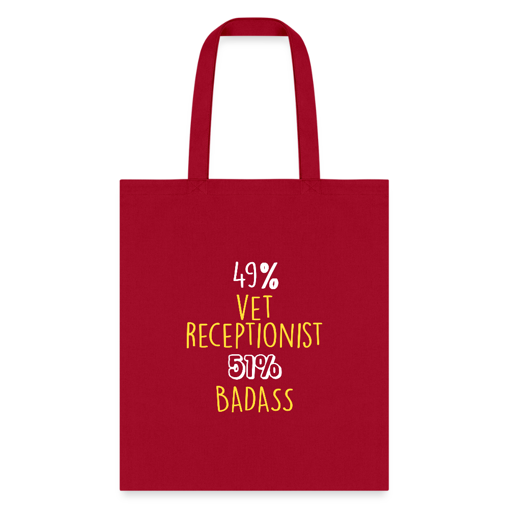 49% vet receptionist 51% Badass Cotton Tote Bag-Tote Bag | Q-Tees Q800-I love Veterinary