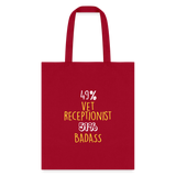 49% vet receptionist 51% Badass Cotton Tote Bag-Tote Bag | Q-Tees Q800-I love Veterinary