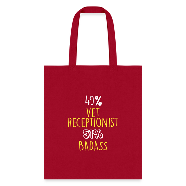 49% vet receptionist 51% Badass Cotton Tote Bag-Tote Bag | Q-Tees Q800-I love Veterinary