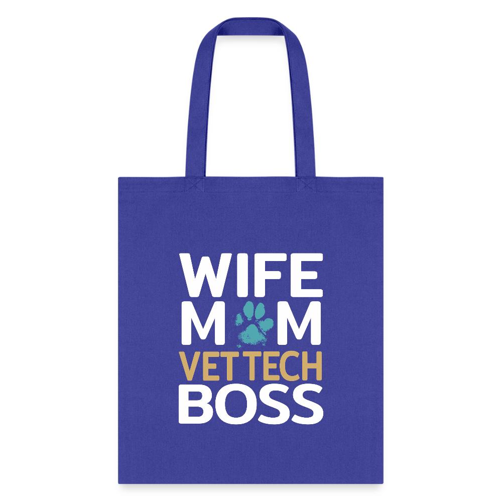 Wife Mom Vet Tech BOSS Tote Bag-Tote Bag | Q-Tees Q800-I love Veterinary