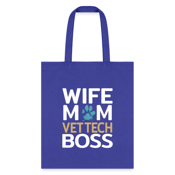 Wife Mom Vet Tech BOSS Tote Bag-Tote Bag | Q-Tees Q800-I love Veterinary