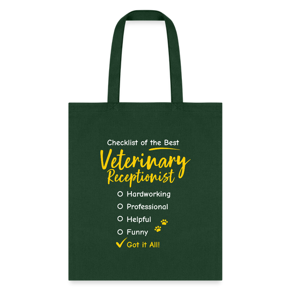 Veterinary Receptionist checklist Cotton Tote Bag-Tote Bag | Q-Tees Q800-I love Veterinary