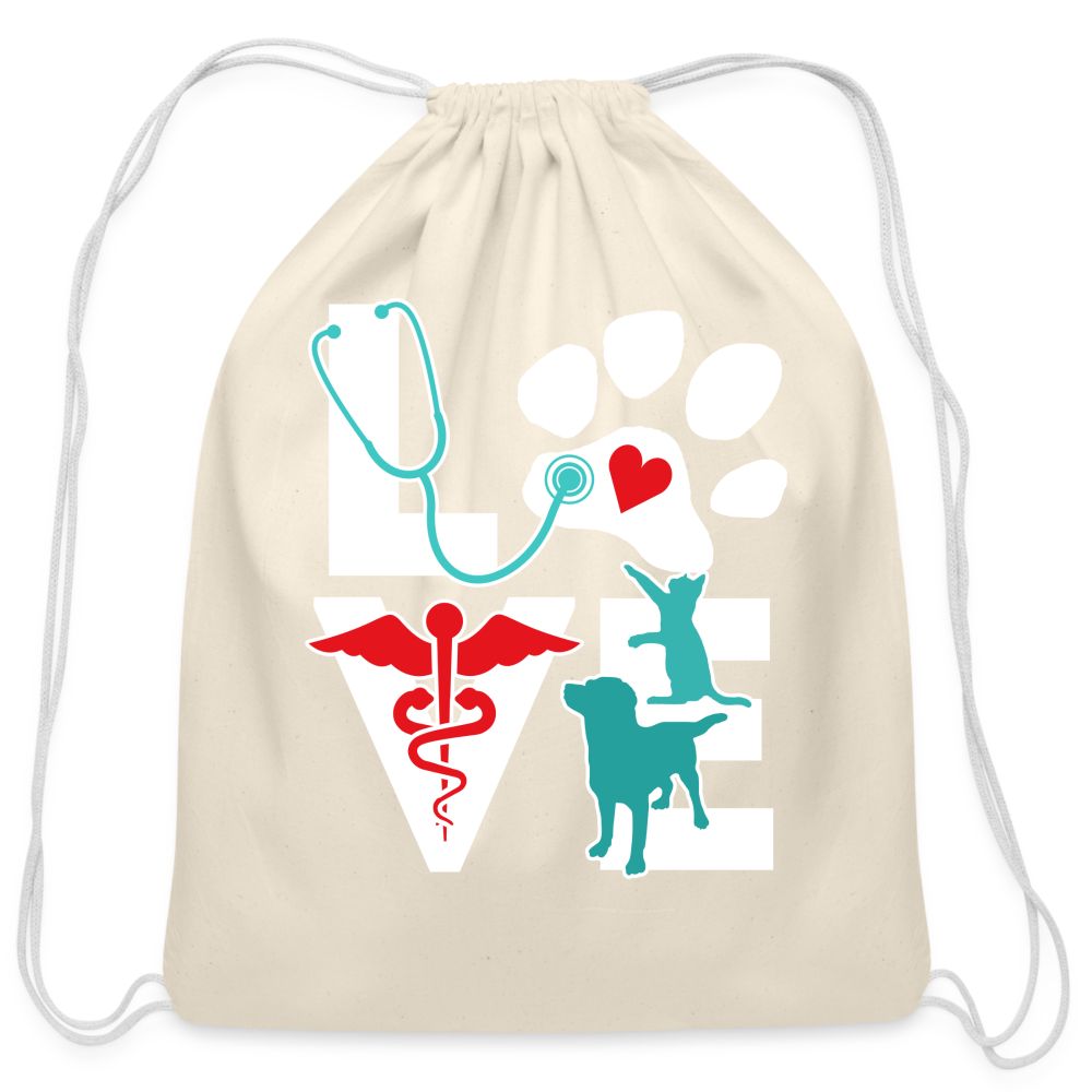 Love Dog and Cat Cotton Drawstring Bag-Cotton Drawstring Bag | Q-Tees Q4500-I love Veterinary