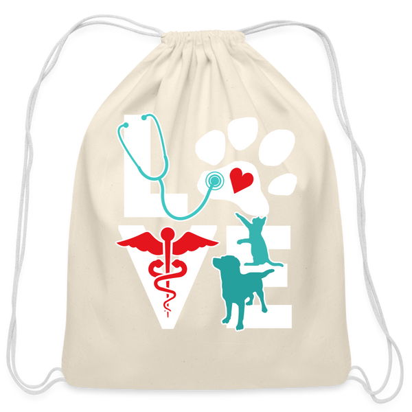 Love Dog and Cat Cotton Drawstring Bag-Cotton Drawstring Bag | Q-Tees Q4500-I love Veterinary