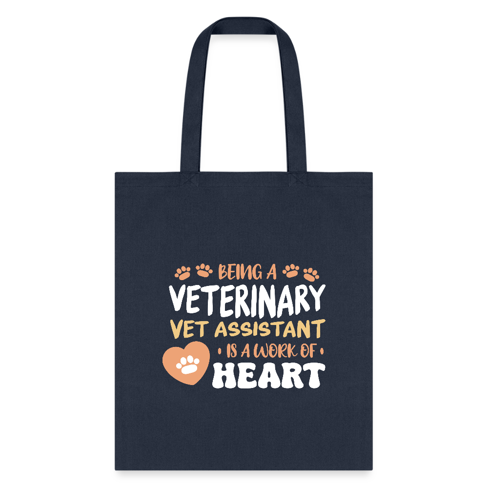 Vet Assistant - Work Of Heart Cotton Tote Bag-Tote Bag | Q-Tees Q800-I love Veterinary