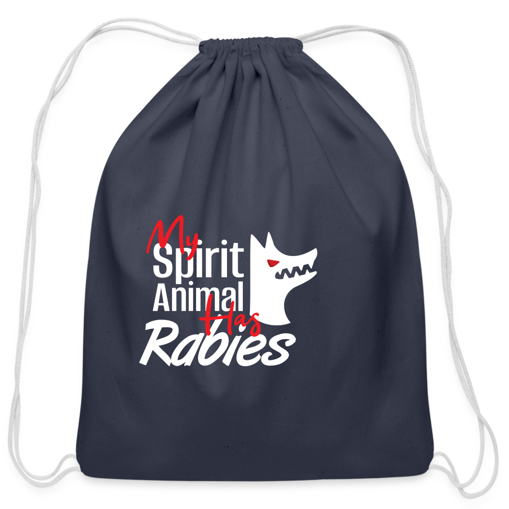 My spirit animal has rabies Drawstring Bag-Cotton Drawstring Bag | Q-Tees Q4500-I love Veterinary