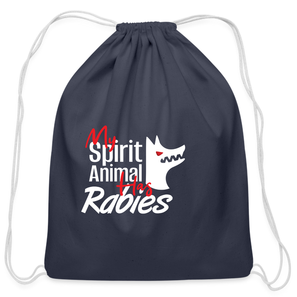 My spirit animal has rabies Drawstring Bag-Cotton Drawstring Bag | Q-Tees Q4500-I love Veterinary